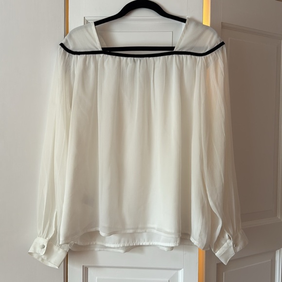 ✨ Kensie White & Black Long Sleeve Blouse Large ✨ - Picture 5 of 5